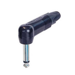 Neutrik NP2RX-BAG Mono Right Angle 1/4 Inch Plug - Nickel Contacts & Black Shell - Heavy Metal FX
