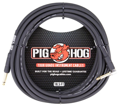 Pig Hog 18.5ft 1/4" - 1/4" Right angle 8mm Inst. Cable
