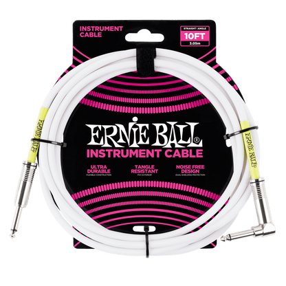 Ernie Ball Classic Instrument Cable - Standard White Straight/Angle